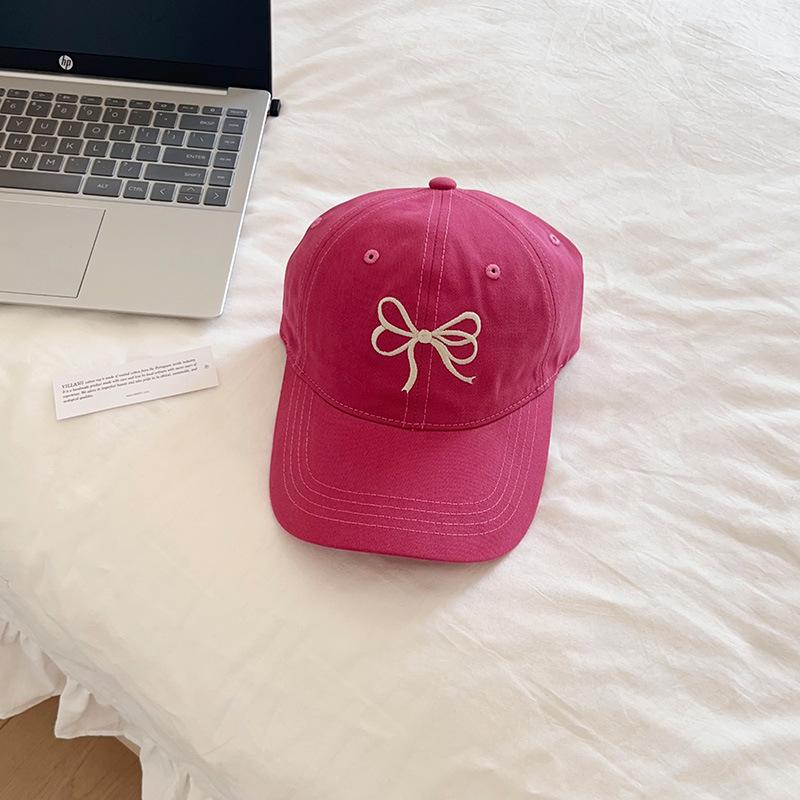RICYGVM Bow Embroidery WoUnisex Baseball Hat Korean Girl Duckbill Cap Outdoor Sun Protection Visors Solid Color Duck Tongue Cap