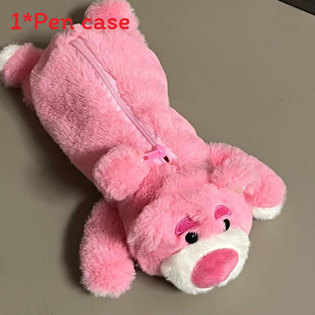 Cute Lotso Stitch Plush Pencil Case With Large Capacity For Students And Office Use