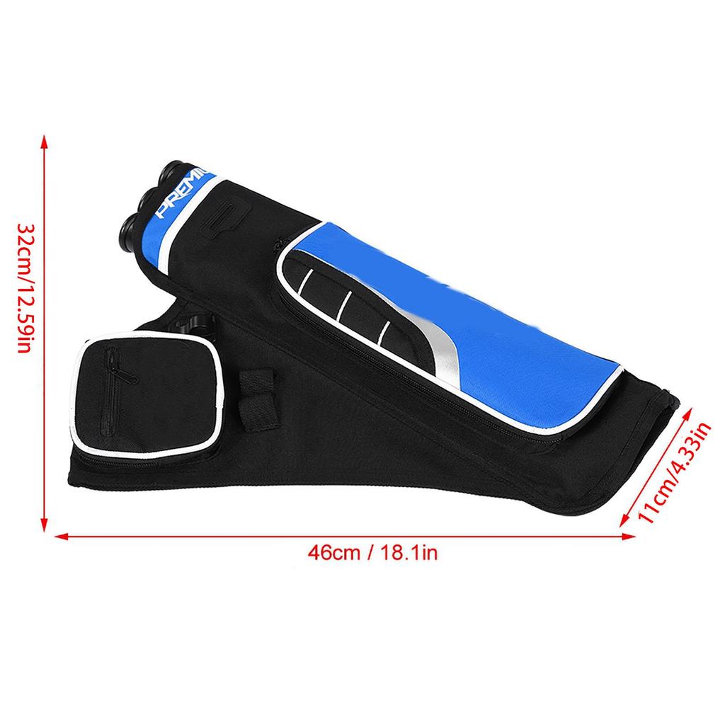 Archery Arrow Quiver Holder 3 Tubes Back Waist Shoulder Bag Pouch Bow Target(blue)