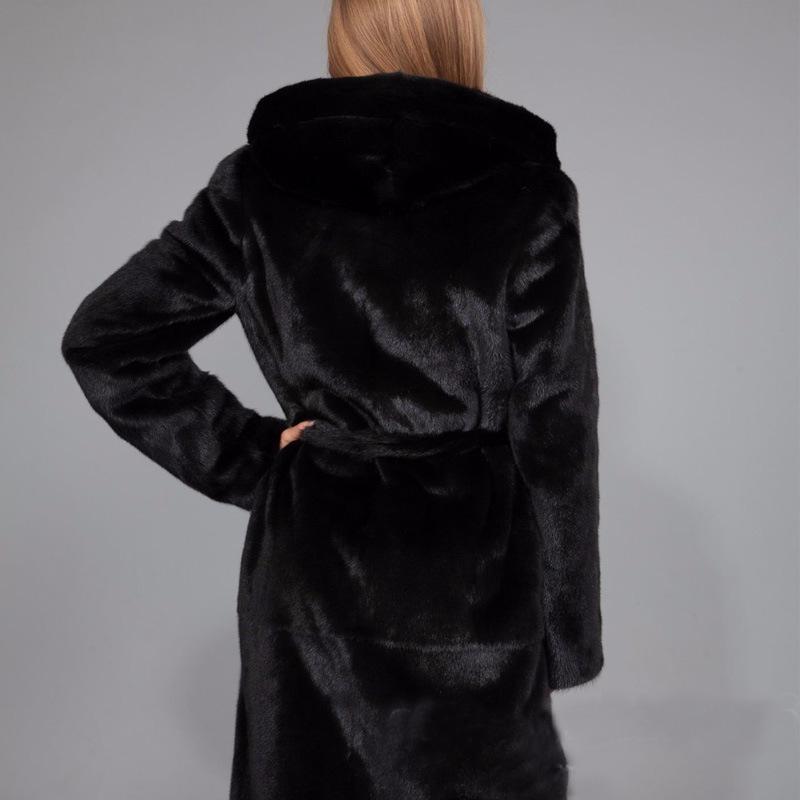 Women's Faux Fur Mid-Length Fluffy Overcoat - Mink, Rabbit, and Fox Fur Styles