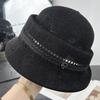 New hollow breathable quite expansion basin hat women's spring and summer light fashion elegant face small bucket hat woven sun hat