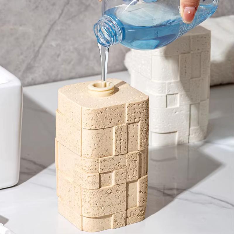 Sandstone Soap Dispenser, Bathroom Supplies, Shampoo Bottle, Container, Splicing Leather Wood Grain Decorative Lotion Bottle