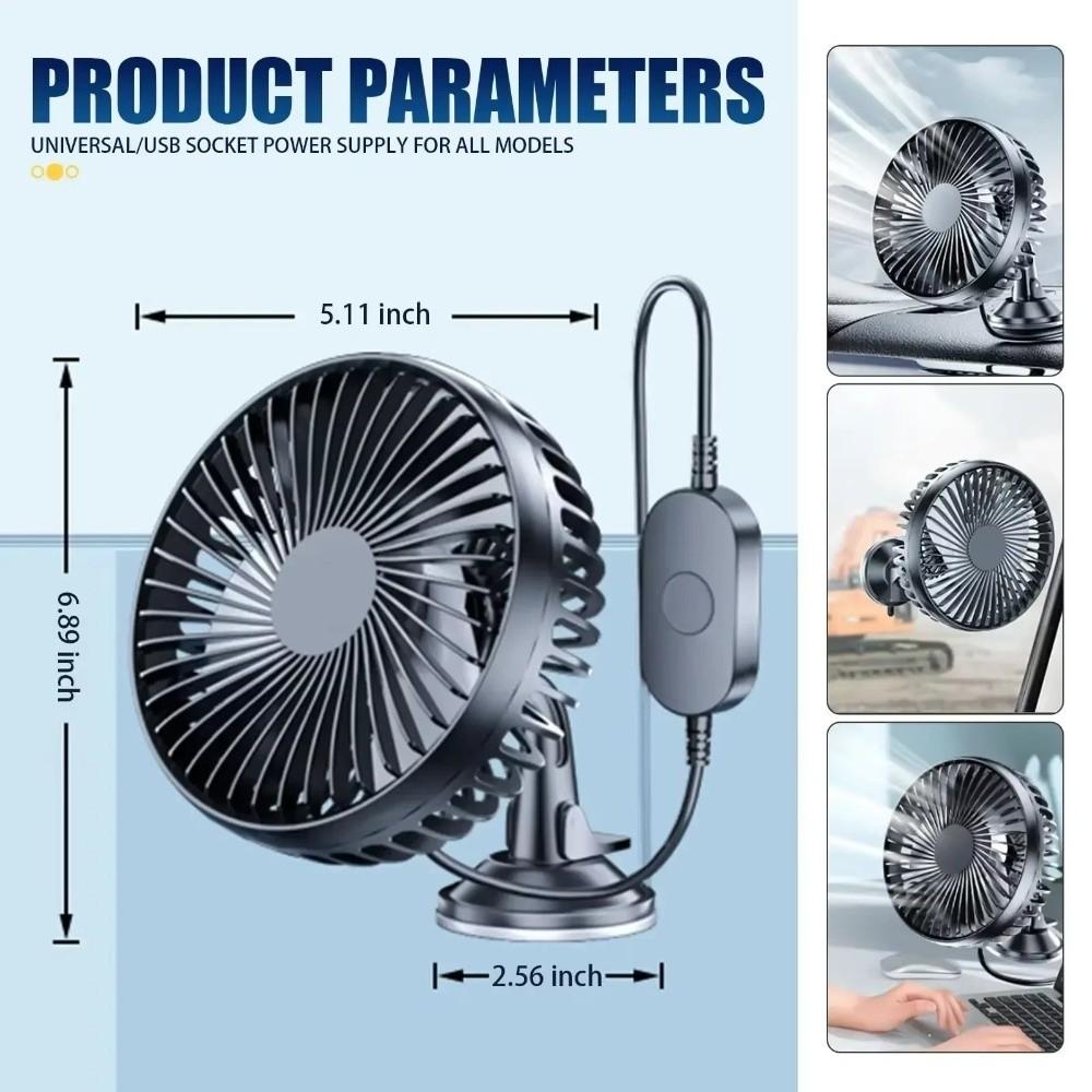 12V/24v Universal Suction Cup Car Fan 360° Rotatable USB Car Fan  Office Use