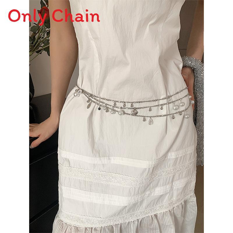 Bohemian Metal Waist Chain For Women With Pearl Design Summer Accessory