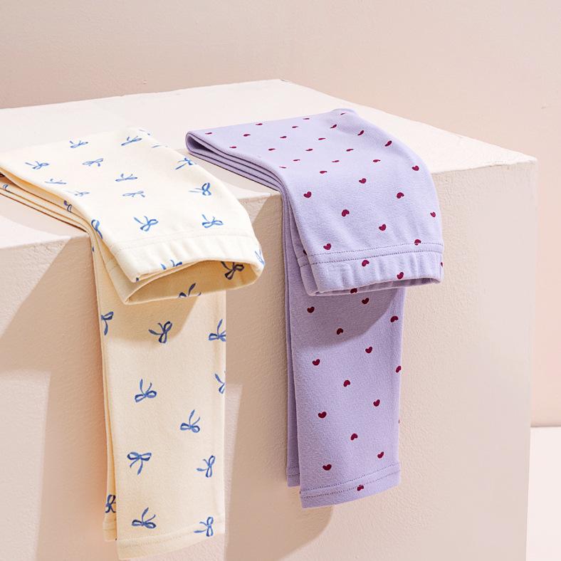 Zweiteiliges Set: Hochelastische, gebürstete Baumwoll-Leggings für Mädchen für Herbst/Winter