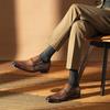 Men's Genuine Leather Slip-On Monk Shoes - Square Toe Business Casual