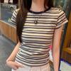 Rellawear Women S LiTi STripe Round ShorT Sleeve T ShirT