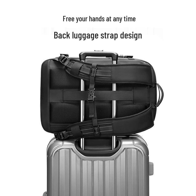 Ryggsäck för män med expanderbar stor kapacitet och vakuumkompression med en knapp för affärer, resor och pendling