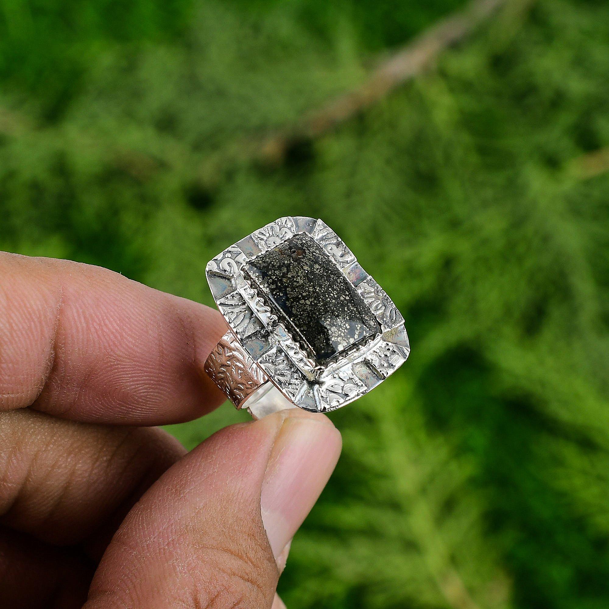 Марказит Драгоценный камень Заявление Модный Безель День рождения Обещание Жена Кольцо 925 Серебро Adjustable