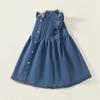 3-10 Years Kids Girls Blue Demin Dress Sleeveless Dress