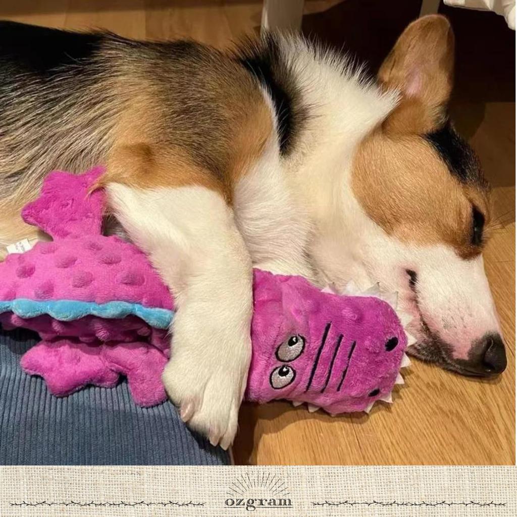 Ozgram Dog Toy Plush Crocodile Dog Chew Toy Dinosaur Squeaks Dental Care Teeth Cleaning Soft Stress Relief For Dogs and Cats [Purple]
