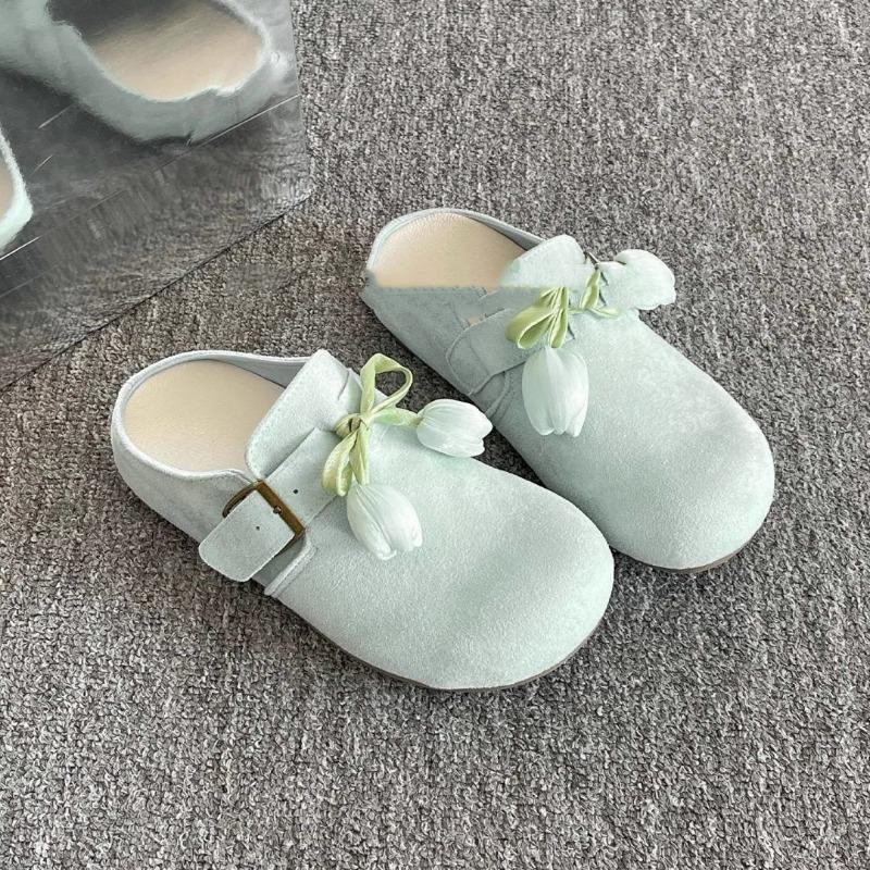 With skirt versatile bag head half drag women's shoes wear new summer one pedal