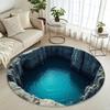 Flannel Printed Round Rug With Blue Water Pool Design For Home Decor Soft Floor Mat Nature Art Theme Modern Interior