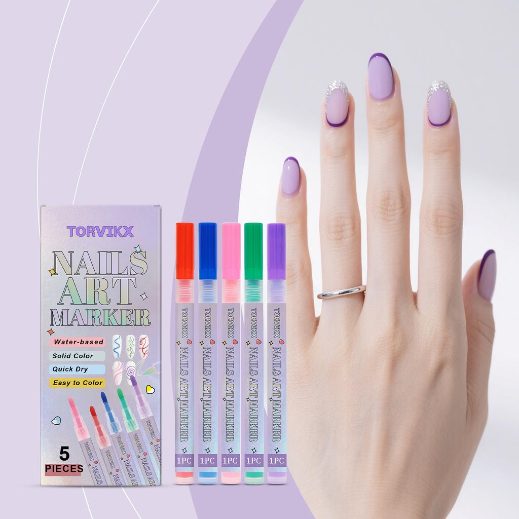 TORVIKX Nail Art Painting Pen - Bright and colorful, easy to use, suitable for various occasions, DIY-friendly, gentle and not prone to smudging