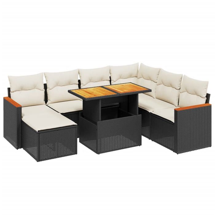 VidaXL Garden Lounge Set with Cushions 8 Pcs, Patio Sofas, Patio Furniture Set, Outdoor Furniture, Black 3276052
