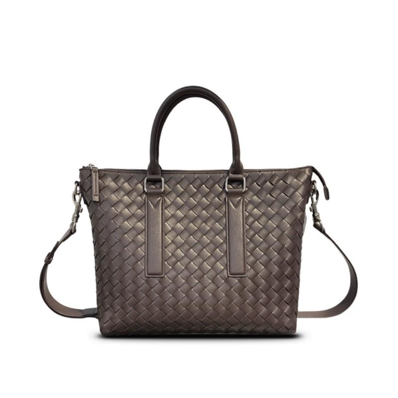 Pravá kůže Tkaná Velkokapacitní Aktovka Tote Bag Pánská Dámská Business Cestování Rameno Crossbody