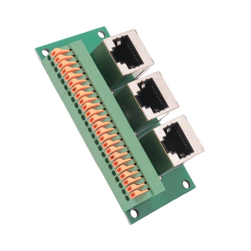 A84X-RJ45 Female Breakout Board,Solderless RJ45 To 8Pin Quick Spring Terminal,Three Ways RJ45 Female Connector With PCB Board