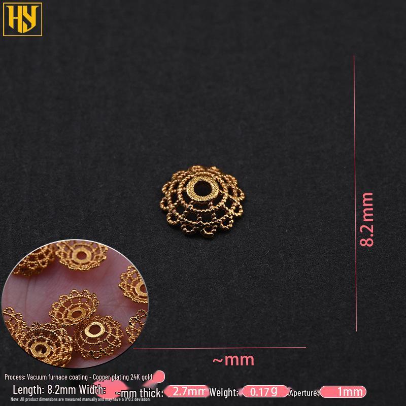 Copper-Plated Sand Gold DIY Flying Saucer Beads with Auspicious Cloud and Hammer Texture Spacer Pieces