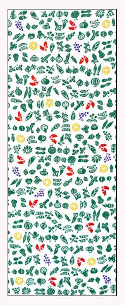 Tenugui handgefertigt mit Gemüse und Früchten Niwa-zome (Japanisches Handtuch) - 100% Baumwolle, gefärbt, Japan,