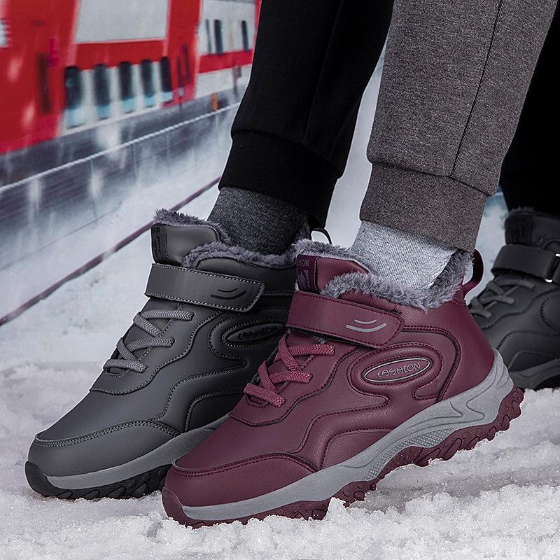Elderly Shoes Women's Genuine Autumn and Winter Mother Velvet and Cotton Middle-aged and Elderly Walking Shoes Men's Non-slip Dad Snow Boots