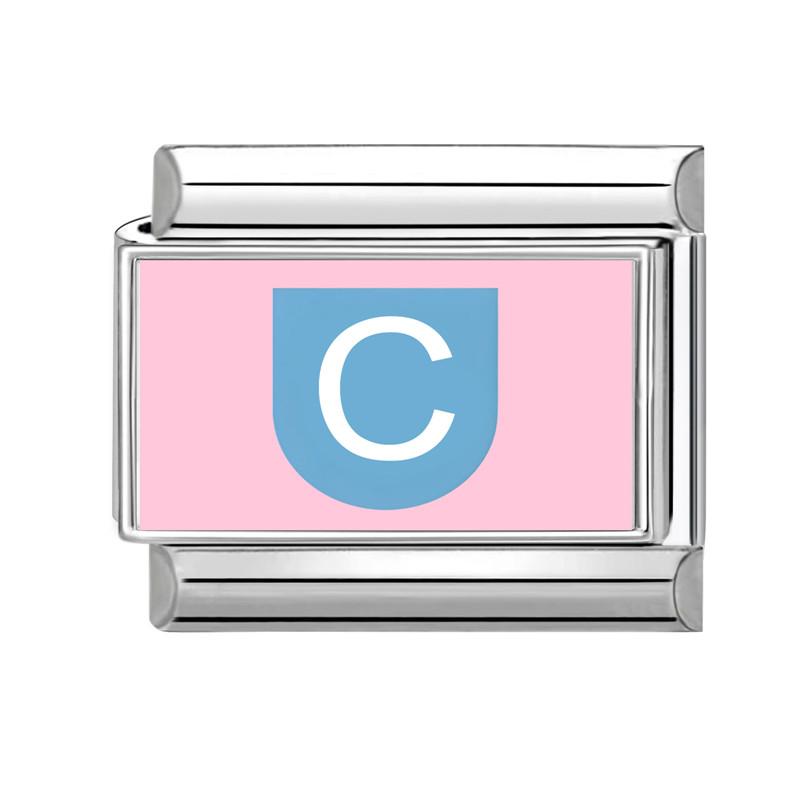 New Lovely 26 English Letter Pink Italian Charm Links Fit 9MM Stainless Steel Bracelet Women Men DIY Birthday Making Gift