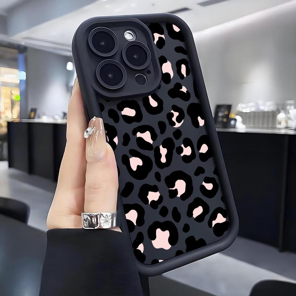 Leopard Print Sandpaper Stair Tread iPhone 15/16/17 Case Cover - Sky Eye Black Groove.
