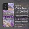 Luxury Pink Purple Marble Pattern Tempered Glass Phone Case for Motorola Moto Edge 50 Fusion 40 Neo 30 Pro G85 G84 G55 5G Covers