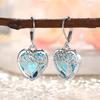925 Silver Heart Blue Crystal Drop Earrings For Women Wedding Fine Jewelry Accessories