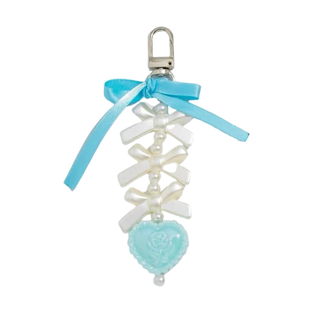 Vintage Bowknot and Heart Keychain Trendy Key Holder Stylish Bag Charm Ornament for Fashion Enthusiasts and Gift Seekers