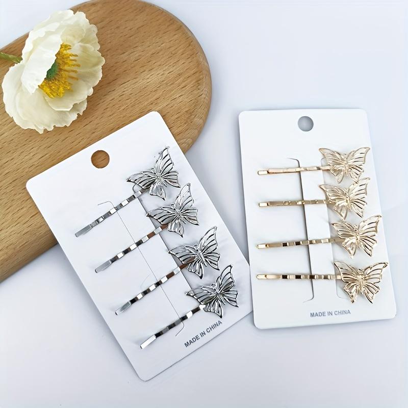 A Pack of 4 Hollow Butterfly Hairpins, Each Measuring 2.56 Inch