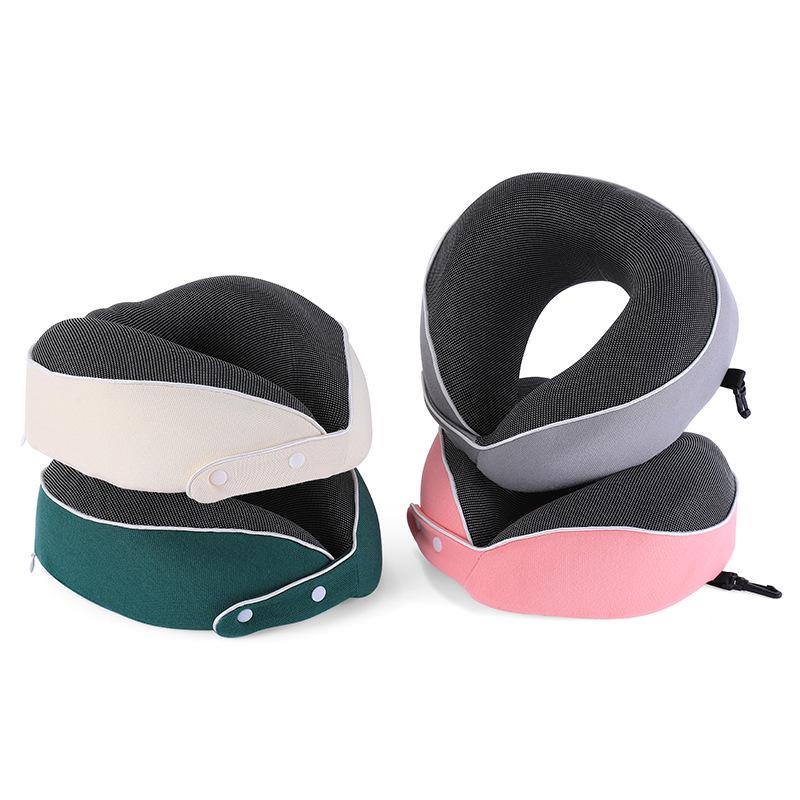 

U-Shaped Memory Foam Travel Pillow with Foldable Neck Support, Breathable Design, and Optional Logo Printing. Magnetic Cloth - Gray