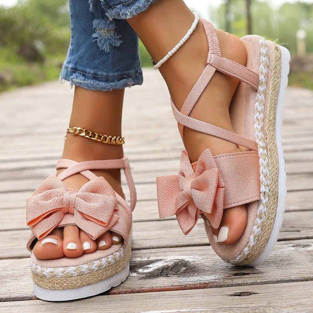 2025 New Summer Lightweight Sandals Beach Casual Slippers Outdoor Bow Tie Flat Shoes Home Women Anti-slip Trend Sandals