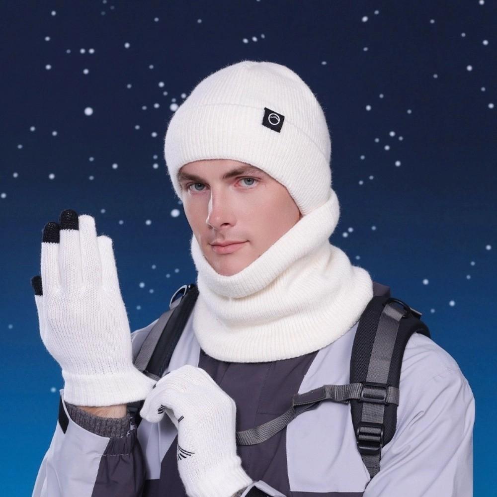 Neck Warmer Knitted Hat Gloves Scarf Warm Cap Solid Beanie Casual Winter Glove Cap Set  Outdoor
