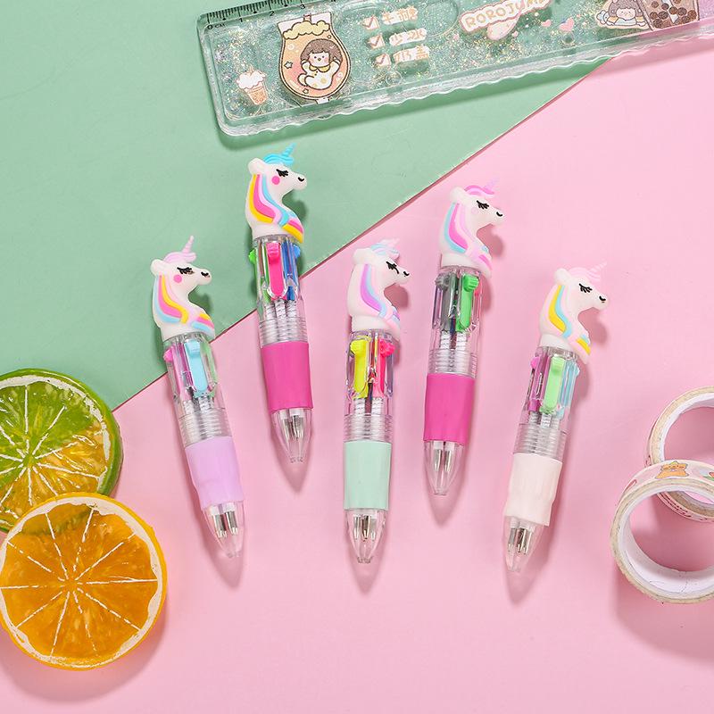 Korean Cute Animal Head 4-Color Click Ballpoint Pen
