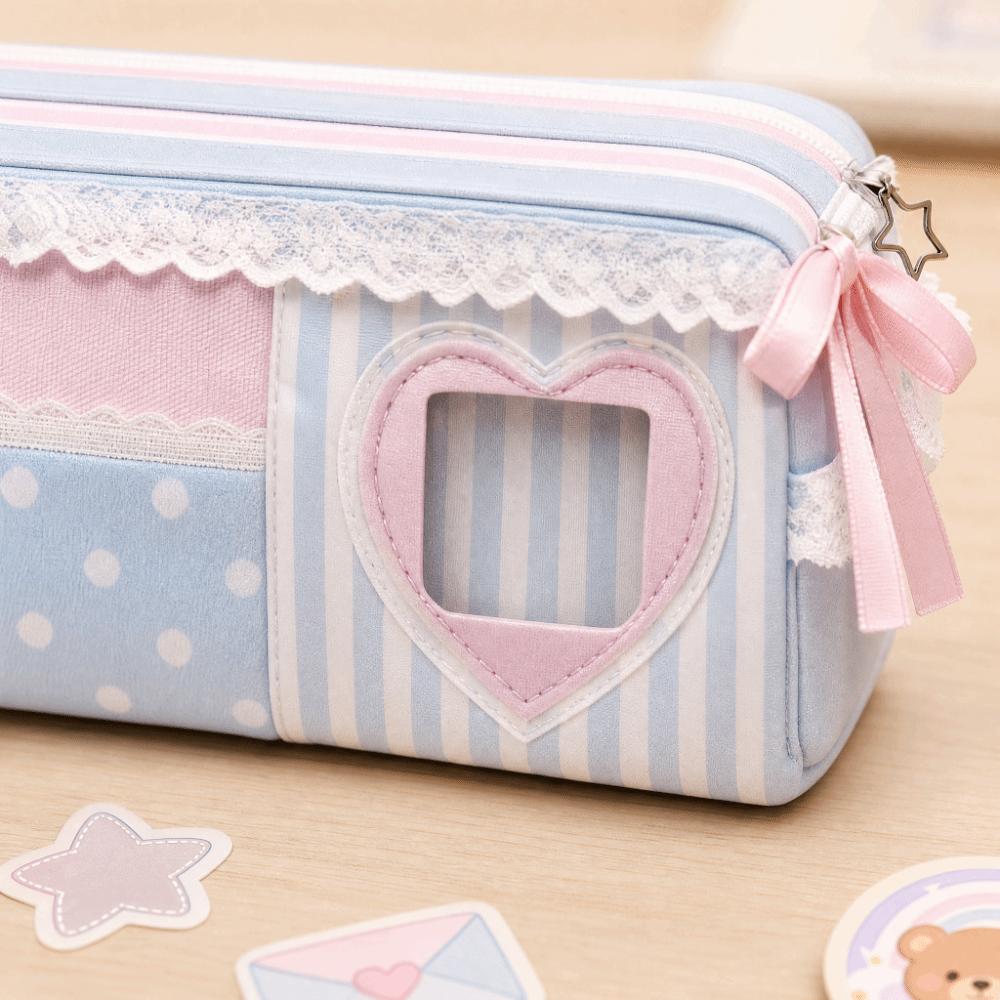 Polka Dot Design Pencil Case Large Capacity Pencil Pouch Multi Function Stationery Bag Students