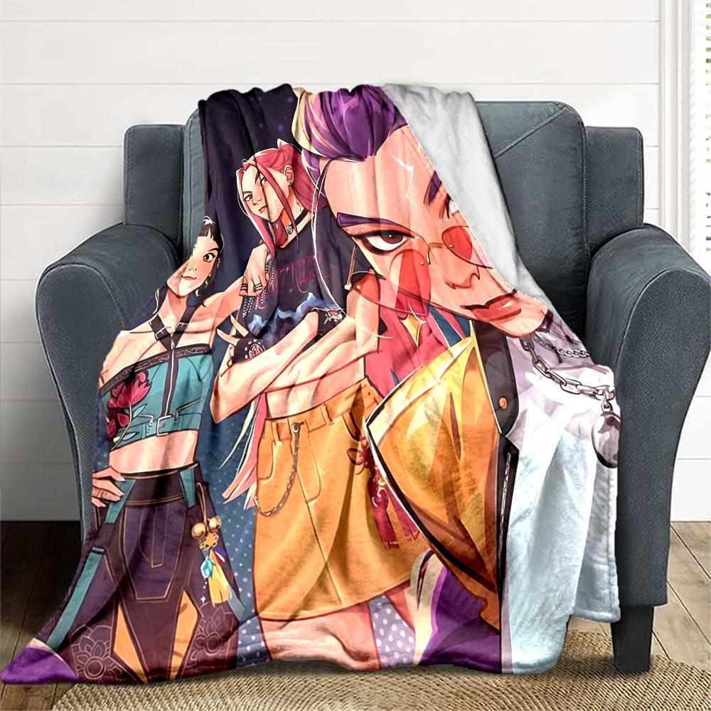 1pc K Pop Demon Hunters Flannel Blanket, Soft Skin Friendly with Digital Printing, Various Sizes Available for Family, Friends, Birthday