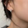925 silver needle simple gray pearl stud earrings niche geometric curved beads