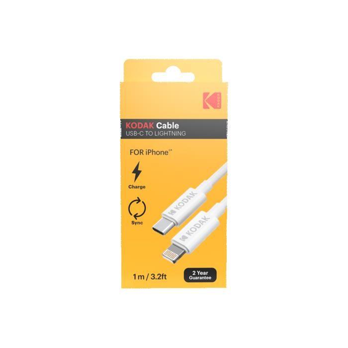 Cablu USB - KODAK - Alb - USB-C la Lightning - Transfer de date - Încărcare rapidă