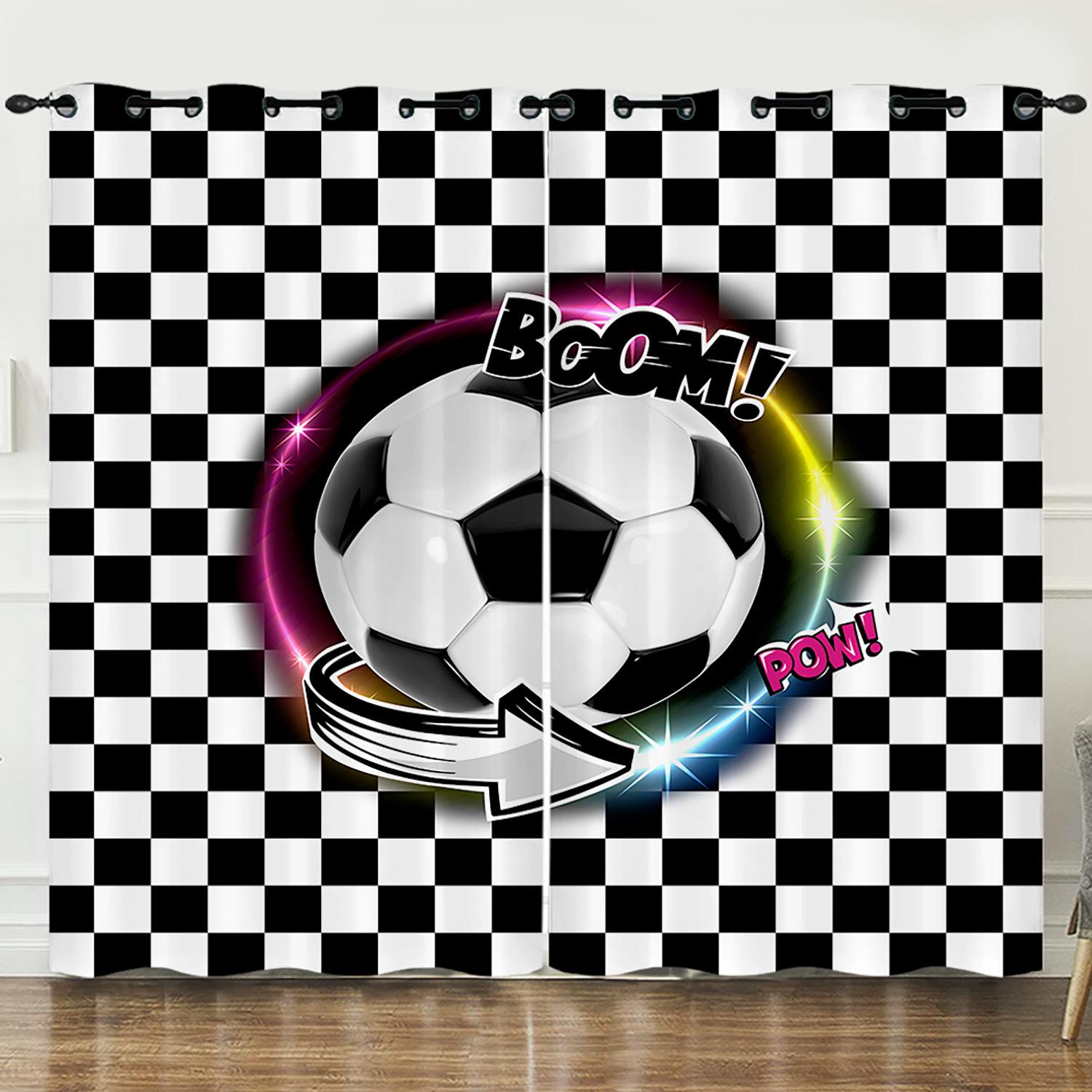 Curtains Sports Football 3D Digital Printing Blackout Curtain Punching 2pcs*97cm*114cm*2