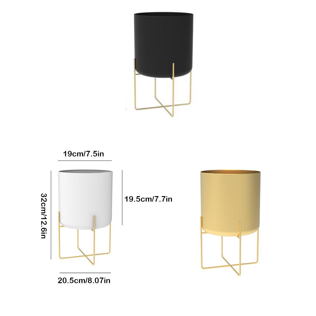 Gull Plantestativ med Potte Mote Lys Luksus Gulvtype Stuehylle Stor metallplantekasse for hjemmeinnredning