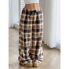 New Autumn-winter Thick Checked Casual Fashionable Loose Wide-leg Plush Pajama Pants