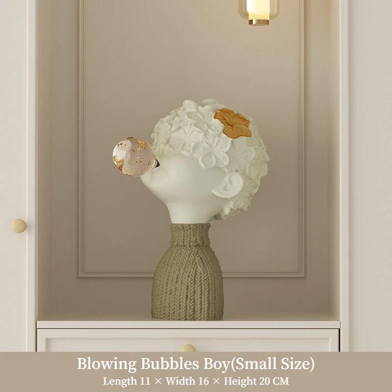 Creative Nordic Flower Boy Blowing Bubble