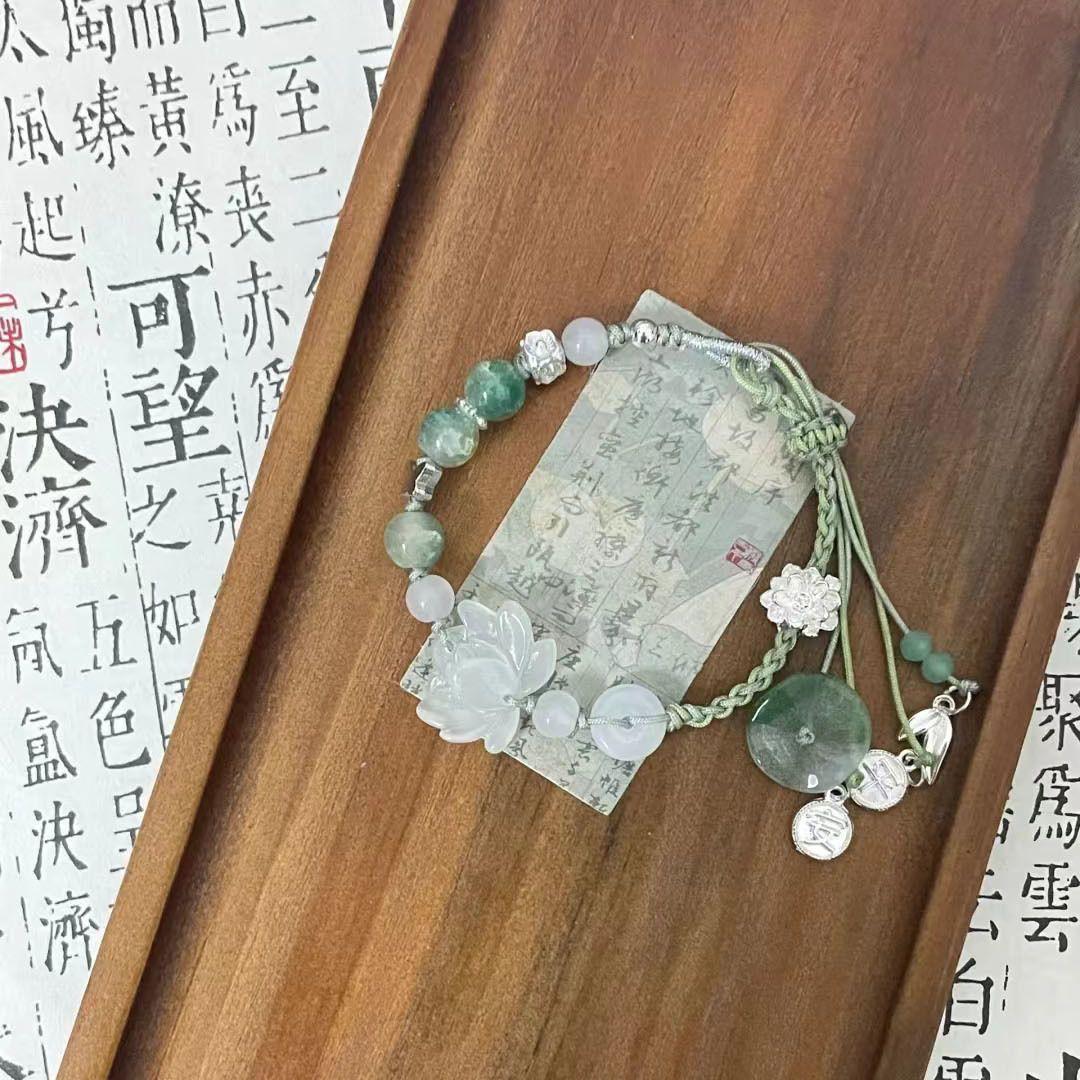 Новый Китайский Сад Моне Браслет с Бабочками и Гравием Бантик Плетеный Вручную Ручной Шнурок Те же Аксессуары