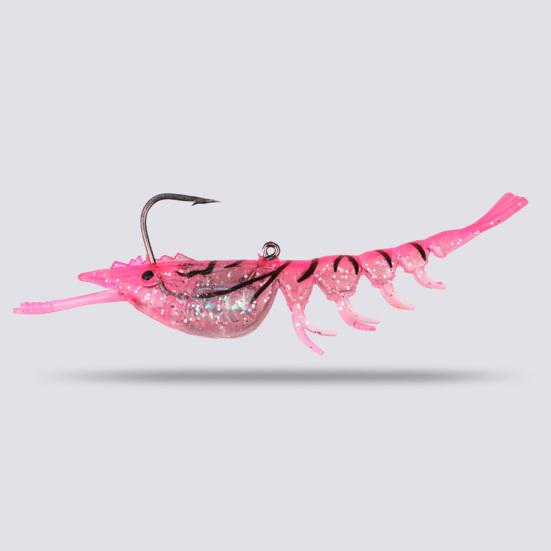 Bionischer weicher Garnelenköder Weicher Köder Realistisch aussehend Leuchtende Farbe Natürliche Schwimmhaltung Leuchtender künstlicher Köder