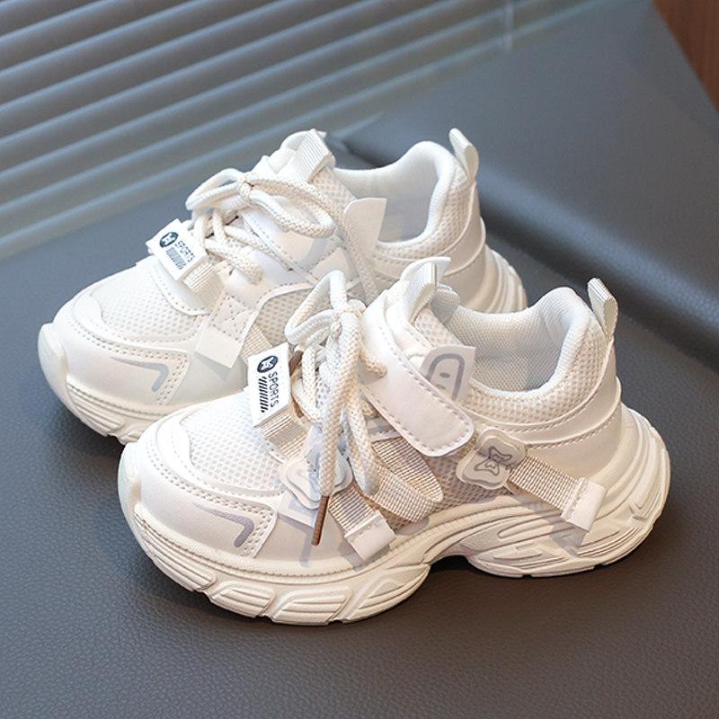 Spring Kids Sneakers Soft Sole Princess Shoes Lightweight White Shoes Fashion Dad Shoes Girls Outdoor Running Shoes