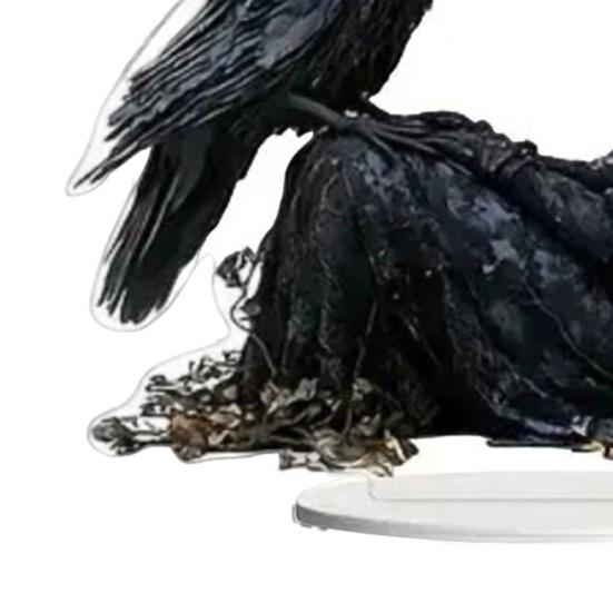 Halloween Crow Witch Acrylic Ornament 2D Spooky Raven Witch Table Sign with Base Home Office Bookshelf Desktop Decoration