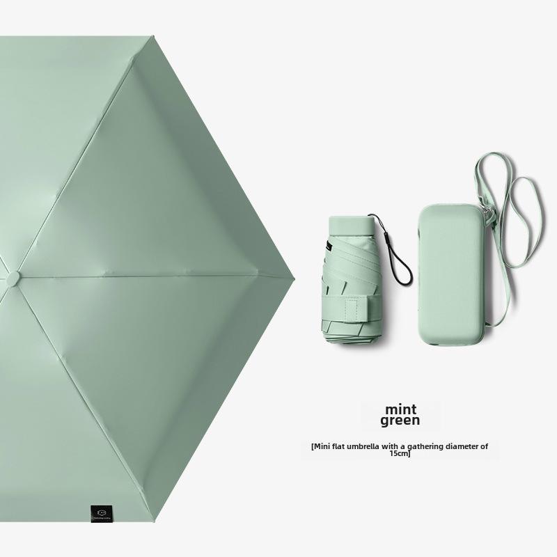 Compact Five-Fold Mini Sunscreen Umbrella: Stylish Women's Pocket Sunshade & Rain Protector