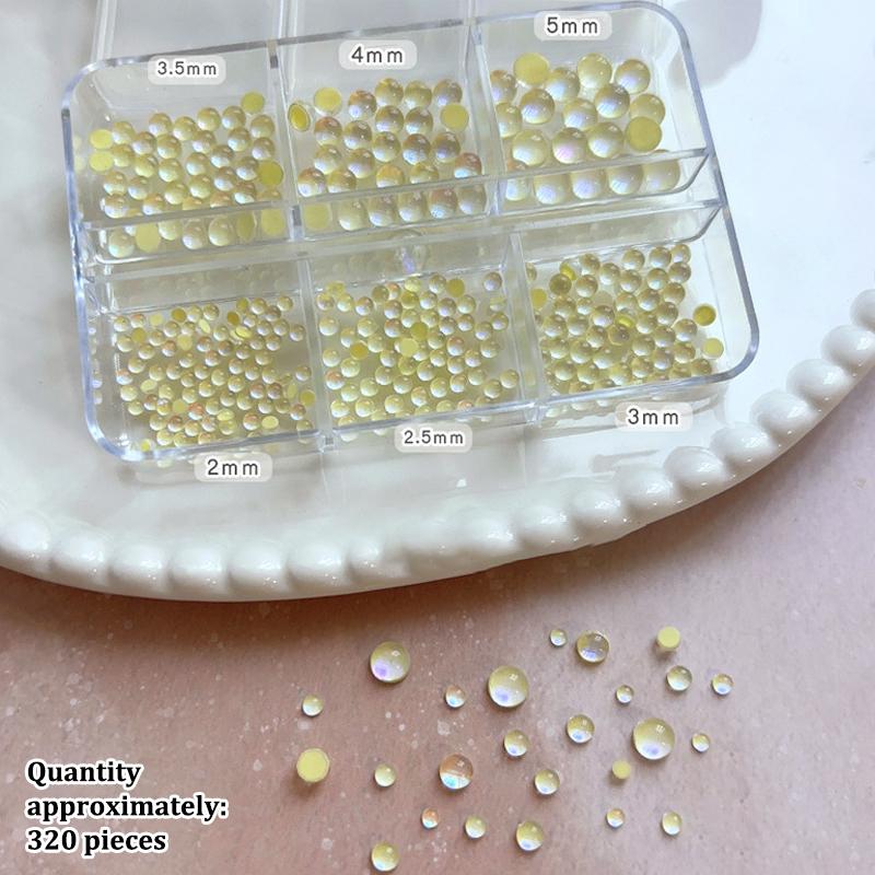 Colorful Mermaid Bubble Bead Half Round Flat Bottom Shiny Aurora Size Mixed Candy Color Nail Art Accessories Decoration Manicure