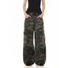 Men's Retro Washed Distressed Camouflage Overalls Men's and Women's Loose Wide-Leg American Casual Straight Multi-pockets Trousers