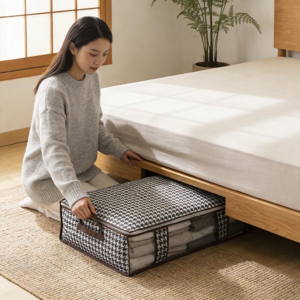 Cubic Storage Bag With Non Woven Fabric For Bedroom Closet Organizer And Travel Use